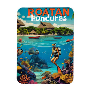 Honduras Roatan Reise Vintage Retro Poster Magnet