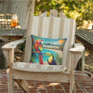 Honduras Travel Vintage Poster Macaw und Toucan Kissen