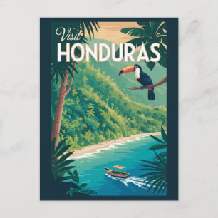Honduras-Tukan-Illustration Reise Kunst Vintage Postkarte
