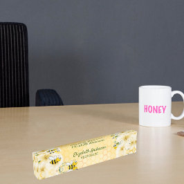 Honecomb glückliche Hummeln Blüten Boss Babe Spaß Namensplakette