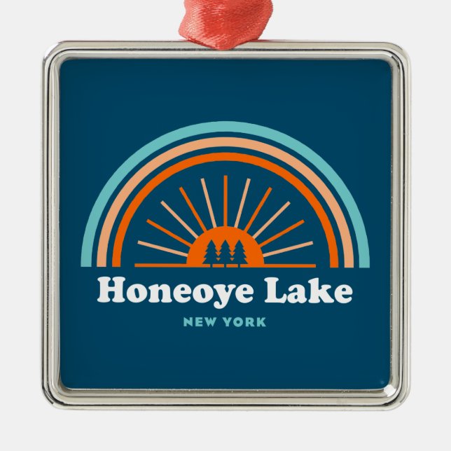 Honeoye Lake New York Rainbow Ornament Aus Metall (Vorne)