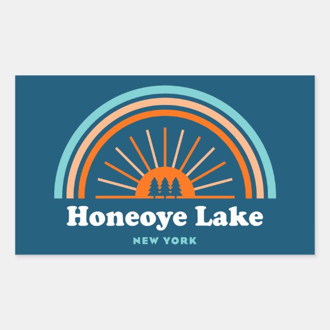 Honeoye Lake New York Rainbow Rechteckiger Aufkleber (Vorderseite)