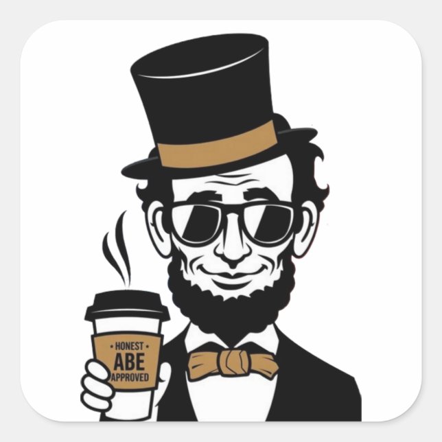 Honest Abe Quadratischer Aufkleber (Vorderseite)