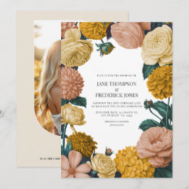 Honey Amber, Caramel Rose & Soft Marzipan Wedding Einladung