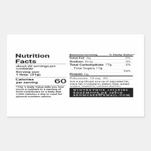 HONEY Apiary Name Nutrition Facts Label Rechteckiger Aufkleber