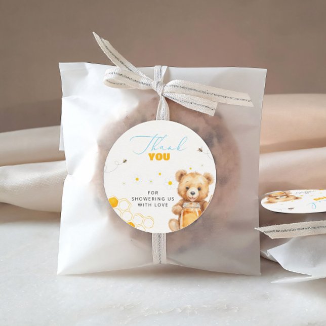 Honey Baby Bear Modern Baby Dusche Vielen Dank Runder Aufkleber (Von Creator hochgeladen)