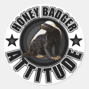 Honey Badger ATTITUDE - Round Design Runder Aufkleber