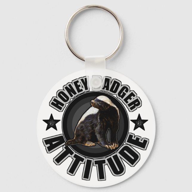 Honey Badger ATTITUDE - Round Design Schlüsselanhänger (Vorderseite)