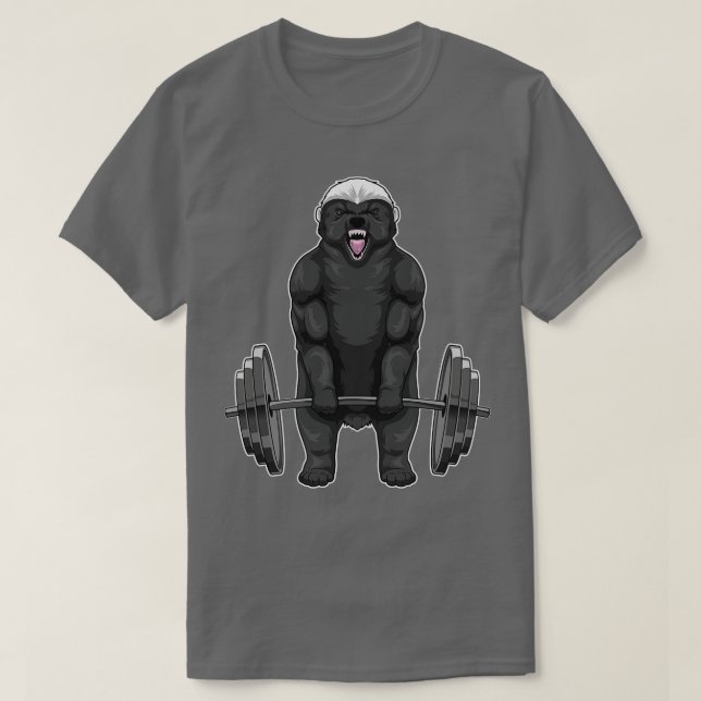 Honey Badger Bodybuilding Barbell T-Shirt (Design vorne)