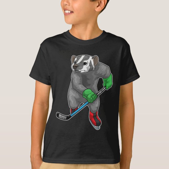 Honey Badger Eishockey Eishockey Eishockeystick T-Shirt (Vorderseite)