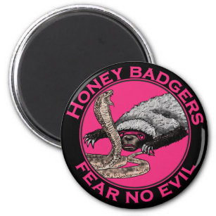 Honey Badger Fee no Evil Funny Badass Slogan Pink Magnet