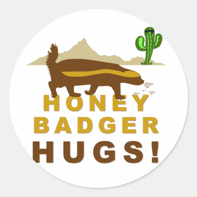 Honey Badger Hugs Runder Aufkleber (Vorderseite)