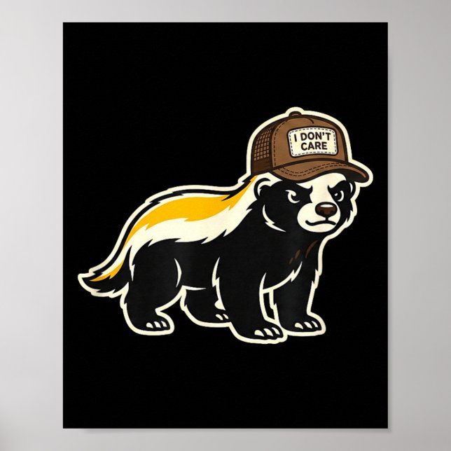 Honey Badger I Don't Care Trucker Funny Animal Art Poster (Vorne)