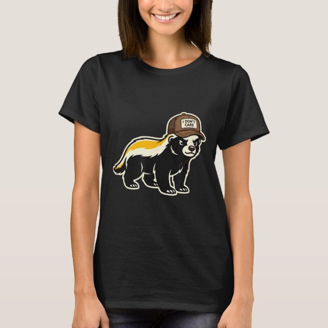 Honey Badger I Don't Care Trucker Funny Animal Art T-Shirt (Vorderseite)