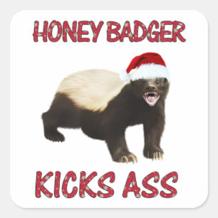 Honey Badger Kicks... Quadratischer Aufkleber