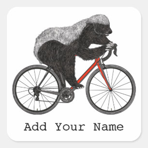 Honey Badger Radfahren Lustiger Badass-Fahrradfahr Quadratischer Aufkleber