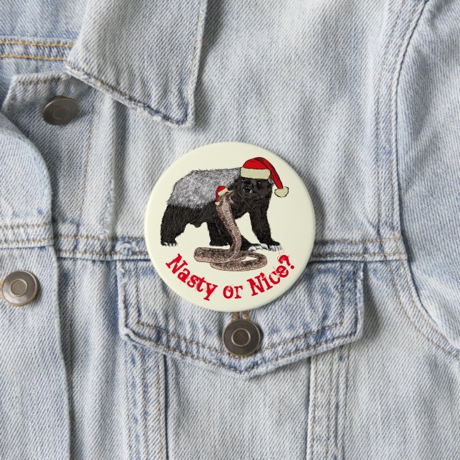Honey Badger Snake Funny Festive Santa Quote Button (Beispiel)