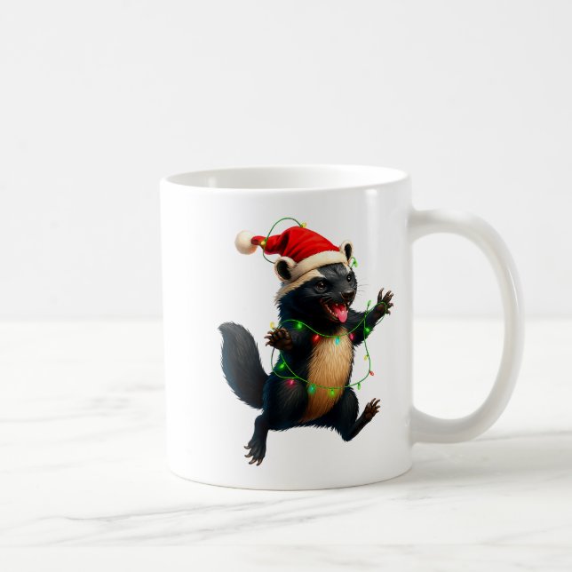 Honey Badger Tree Xmas Lights Santa Honey Badger C Kaffeetasse (Rechts)