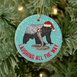 Honey Badger und Schlange Laughing auf dem ganzen  Keramik Ornament