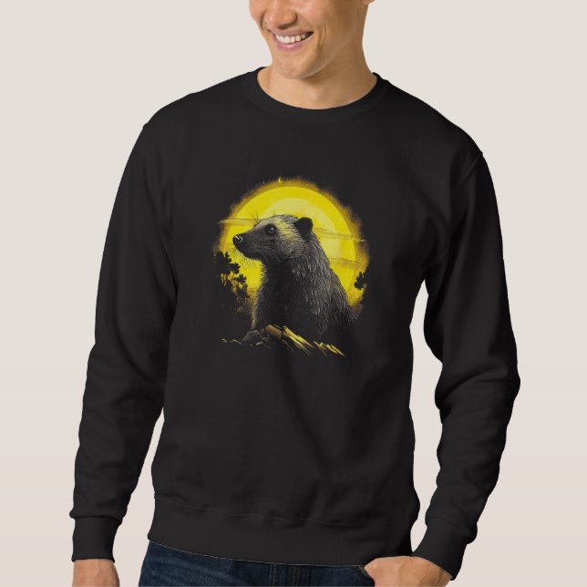Honey Badger With Full Moon in Background Sweatshirt (Vorderseite)