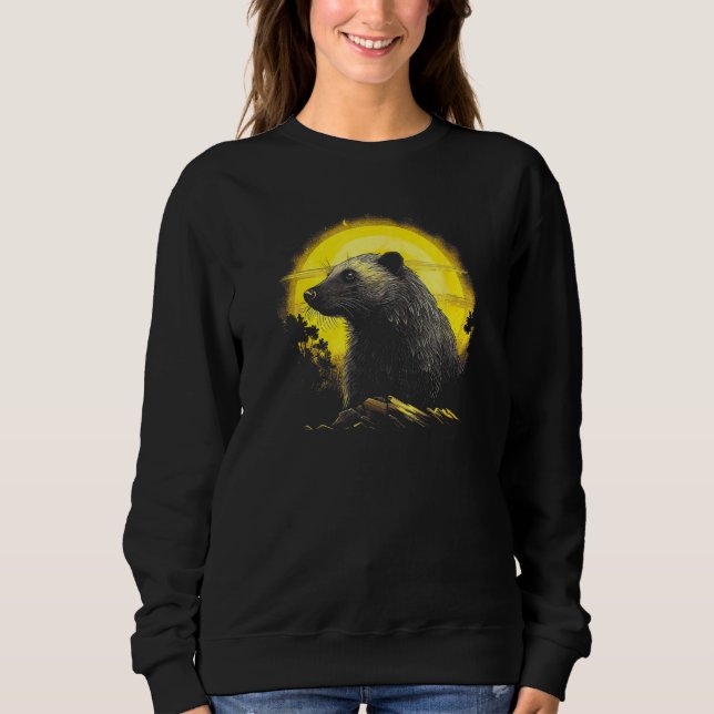 Honey Badger With Full Moon in Background Sweatshirt (Vorderseite)