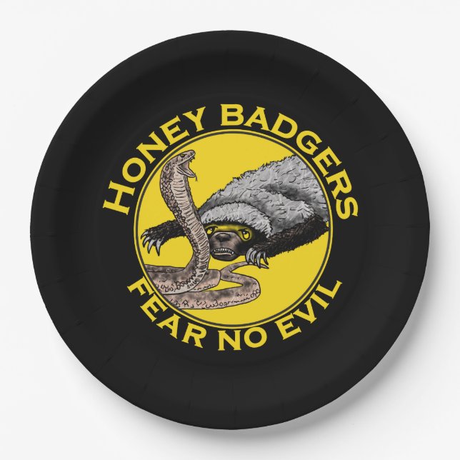 Honey Badgers Federn keine böse gelbe Beängstigend Pappteller (Vorderseite)