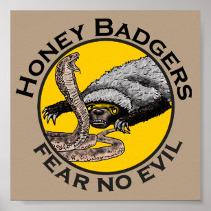 Honey Badgers Fee no Evil Badass Funny Animal Art Poster