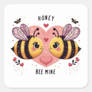 Honey Be Mine, Honey Bees Quadratischer Aufkleber