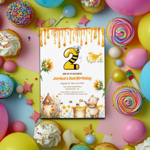 Honey Bear 2. Geburtstag Party Einladung