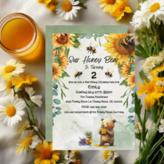 Honey Bear Birthday Celebration/Party Einladung
