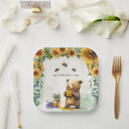 Honey Bear Birthday Party Cake Paper Teller