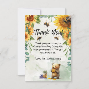 Honey Bear Birthday Party Danke Cards