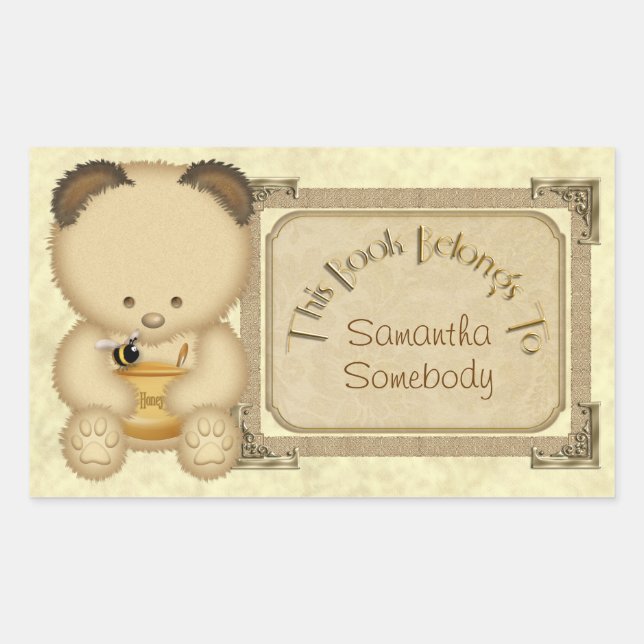 Honey Bear Buchzeichen Stickers (Vorderseite)