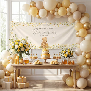 Honey Bear Floral Baby Geburtstag Banner