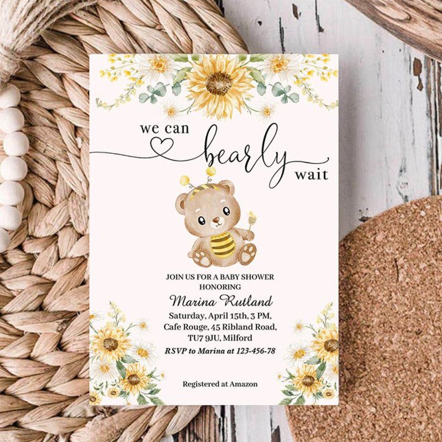 Honey Bear Wir können frühes Abwarten Baby Dusche Einladung (Von Creator hochgeladen)