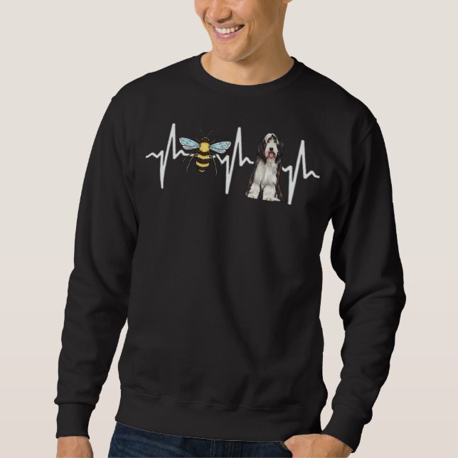 Honey Bearded Collie Heartbeat Dog Sweatshirt (Vorderseite)