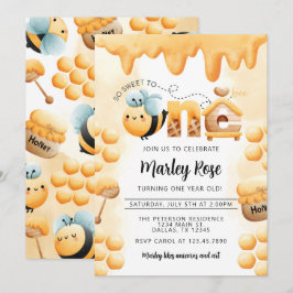 Honey Bee 1. Geburtstag Party Einladung