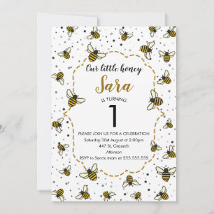Honey Bee 1. Geburtstag Party Einladung