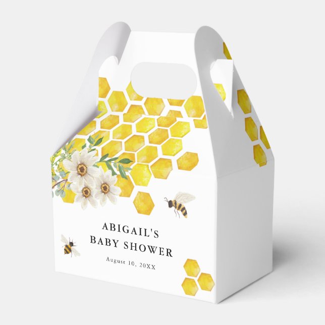 Honey Bee and Daisies Personalisiert Baby Shower Geschenkschachtel (Vorderseite)