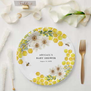 Honey Bee and Daisies Personalisiert Pappteller