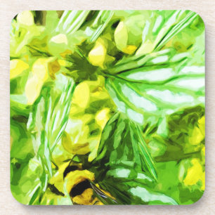Honey Bee Ansammlung Pollen Abstrakt Impressionism Getränkeuntersetzer