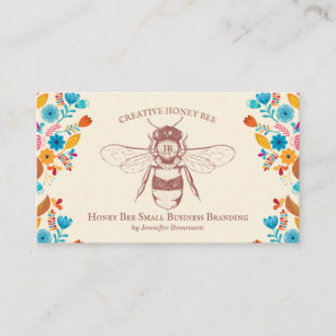 Honey Bee Apiary Blume handgezeichnet Visitenkarte