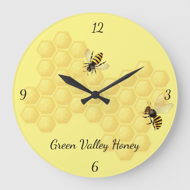 Honey Bee Apiary Business Custom Große Wanduhr (Vorderseite)