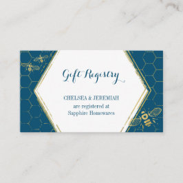 Honey Bee Aquamarin Gold Gift Registrierungskarte Begleitkarte