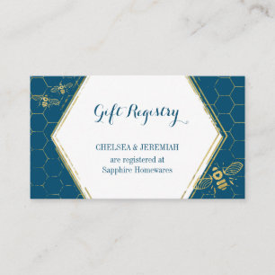 Honey Bee Aquamarin Gold Gift Registrierungskarte Begleitkarte