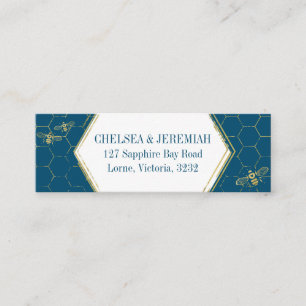 Honey Bee Aquamarin Gold Muster Custom Address Car Mini Visitenkarte
