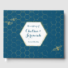 Honey Bee Aquamarin Gold Muster Custom Wedding Gästebuch