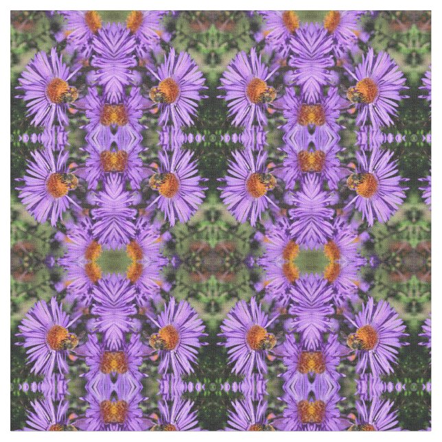 Honey Bee Aster Blume Nattern Muster Stoff (Nahaufnahme)