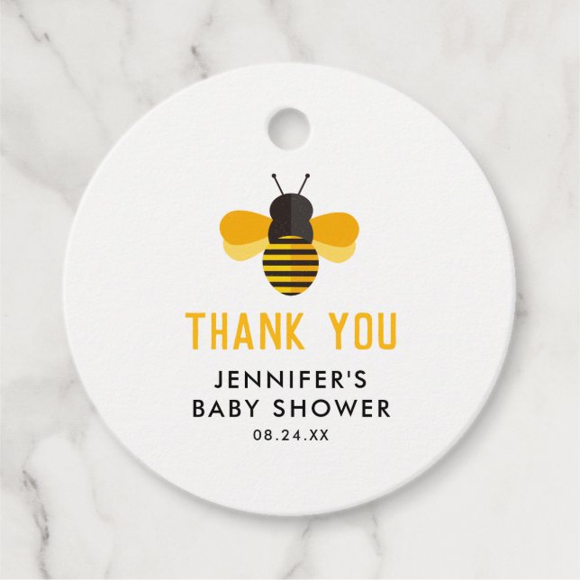 Honey Bee Baby Dusche Danke für Ihre Unterstützung Geschenkanhänger (Vorderseite)