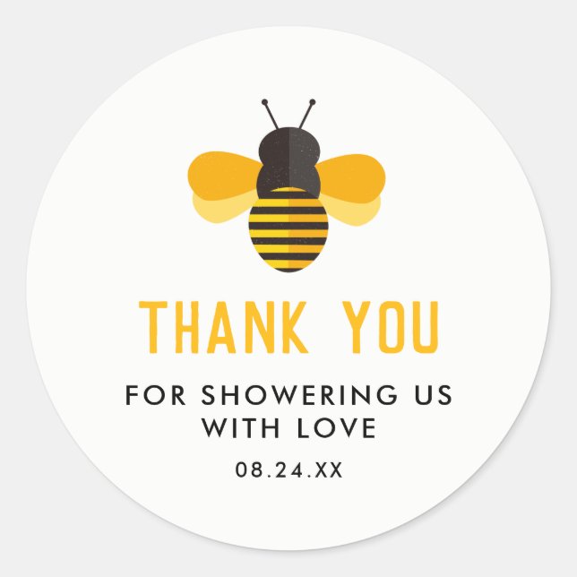 Honey Bee Baby Dusche Danke für Ihre Unterstützung Runder Aufkleber (Vorderseite)